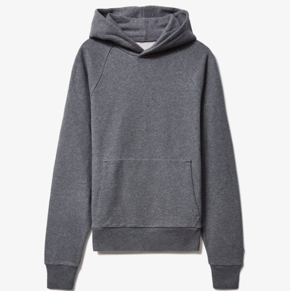 Everlane Unisex S‎ Heathered Medium Gray Track Hoodie Organic Cotton NWT 20" PTP